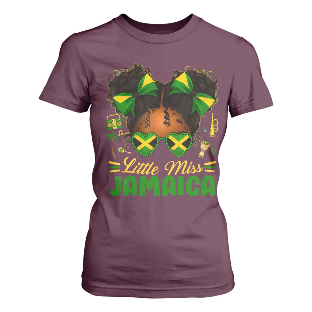 Little Miss Jamaica T Shirt For Women Proud Jamaican Afro Black Girls Jamaica Flag Pride TS10 Maroon Print Your Wear