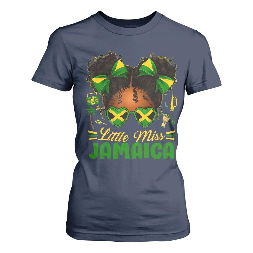 Little Miss Jamaica T Shirt For Women Proud Jamaican Afro Black Girls Jamaica Flag Pride TS10 Navy Print Your Wear
