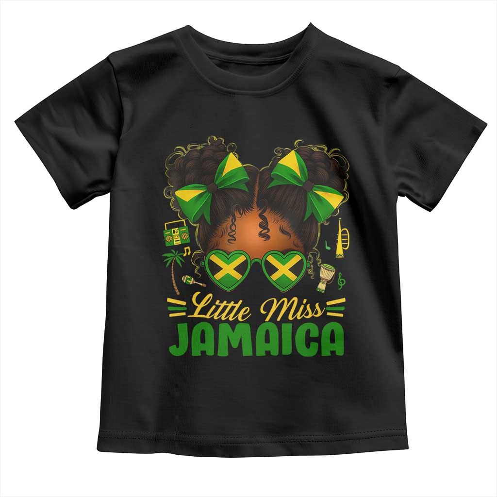Little Miss Jamaica Toddler T Shirt Proud Jamaican Afro Black Girls Jamaica Flag Pride TS10 Black Print Your Wear