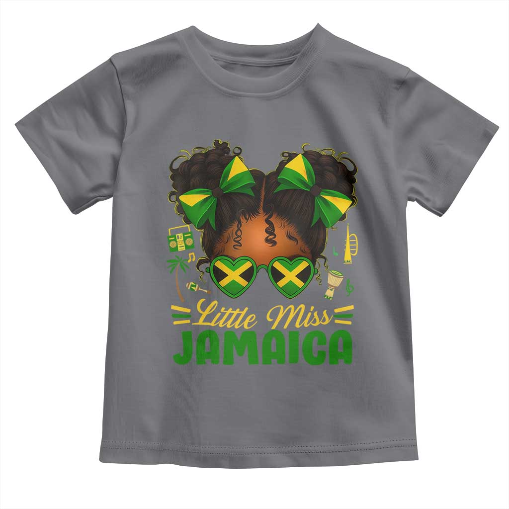Little Miss Jamaica Toddler T Shirt Proud Jamaican Afro Black Girls Jamaica Flag Pride TS10 Charcoal Print Your Wear