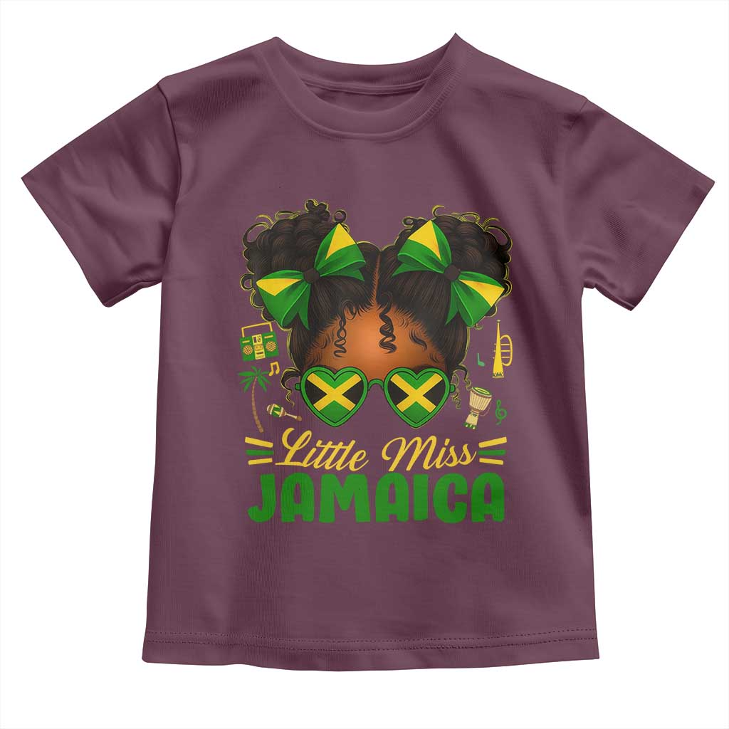 Little Miss Jamaica Toddler T Shirt Proud Jamaican Afro Black Girls Jamaica Flag Pride TS10 Maroon Print Your Wear