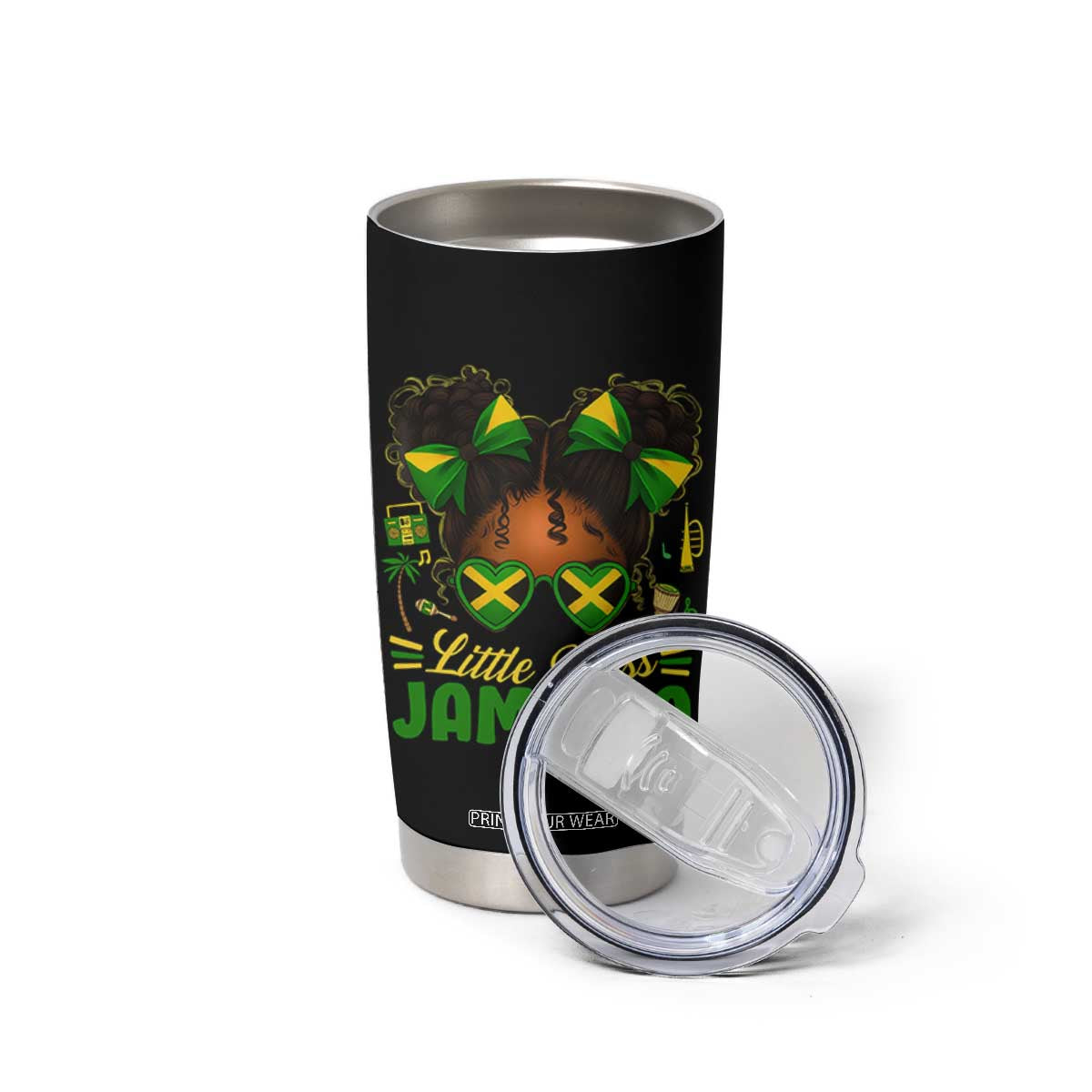 Little Miss Jamaica Tumbler Cup Proud Jamaican Afro Black Girls Jamaica Flag Pride TS10 Print Your Wear