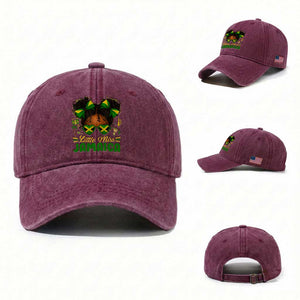 Little Miss Jamaica Washed Cotton Baseball Cap Proud Jamaican Afro Black Girls Jamaica Flag Pride TS10 Washed Cap Universal Fit Burgundy Print Your Wear