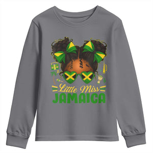 Little Miss Jamaica Youth Sweatshirt Proud Jamaican Afro Black Girls Jamaica Flag Pride TS10 Charcoal Print Your Wear