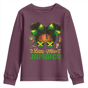Little Miss Jamaica Youth Sweatshirt Proud Jamaican Afro Black Girls Jamaica Flag Pride TS10 Maroon Print Your Wear