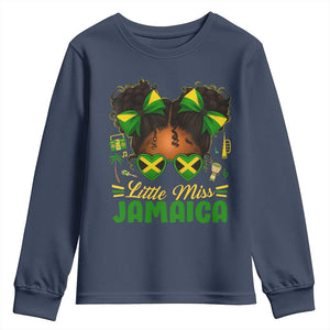 Little Miss Jamaica Youth Sweatshirt Proud Jamaican Afro Black Girls Jamaica Flag Pride TS10 Navy Print Your Wear