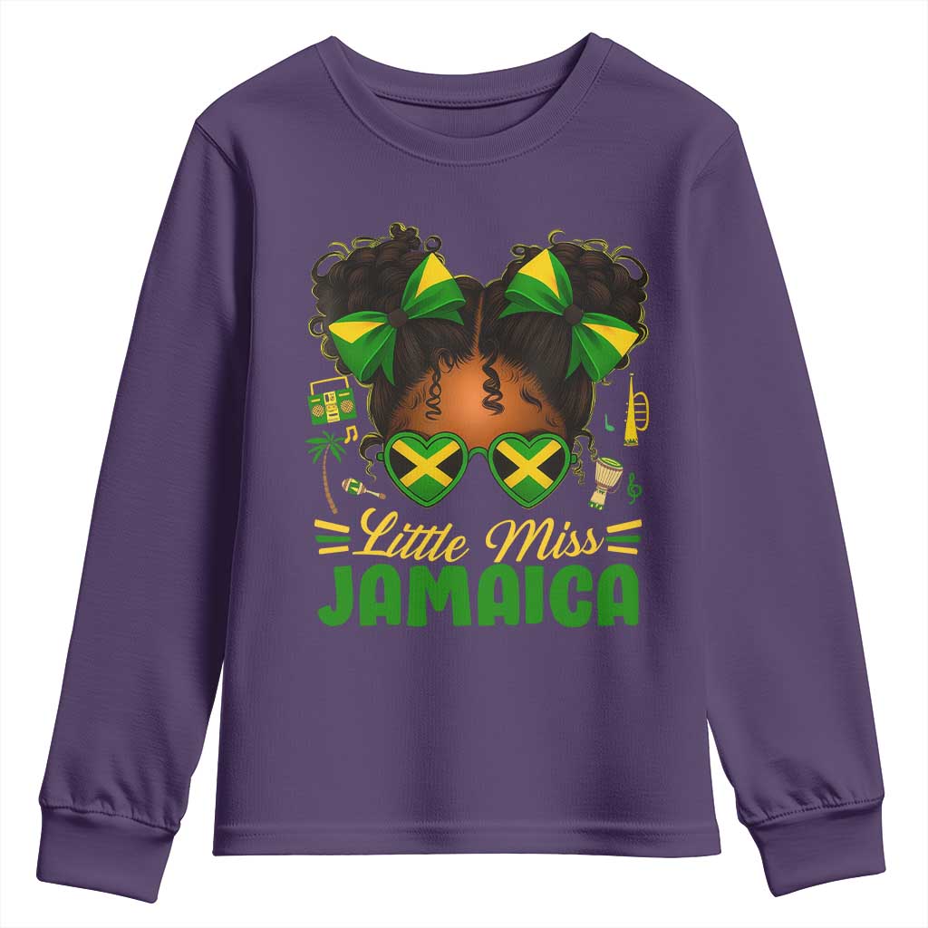 Little Miss Jamaica Youth Sweatshirt Proud Jamaican Afro Black Girls Jamaica Flag Pride TS10 Purple Print Your Wear