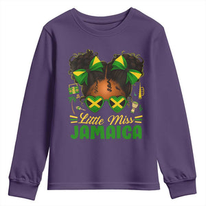 Little Miss Jamaica Youth Sweatshirt Proud Jamaican Afro Black Girls Jamaica Flag Pride TS10 Purple Print Your Wear