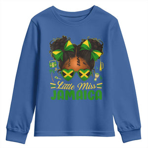 Little Miss Jamaica Youth Sweatshirt Proud Jamaican Afro Black Girls Jamaica Flag Pride TS10 Royal Blue Print Your Wear