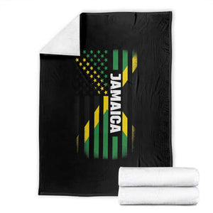 Jamaican American Flag Throw Blanket Distressed Jamaica America Usa Flag TS10 Black Print Your Wear