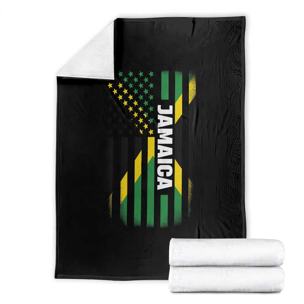Jamaican American Flag Throw Blanket Distressed Jamaica America Usa Flag TS10 Black Print Your Wear