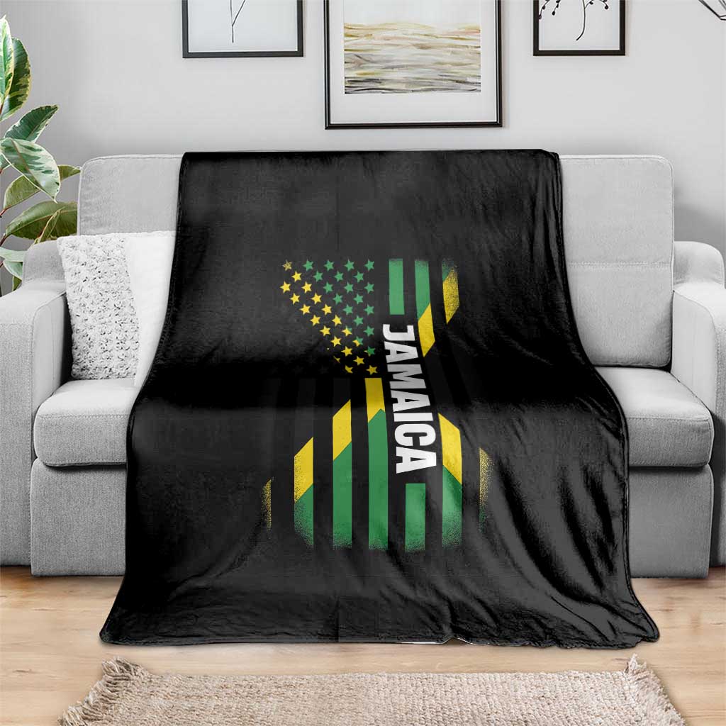 Jamaican American Flag Throw Blanket Distressed Jamaica America Usa Flag TS10 Print Your Wear