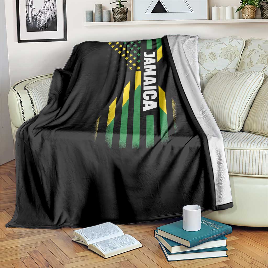 Jamaican American Flag Throw Blanket Distressed Jamaica America Usa Flag TS10 Print Your Wear