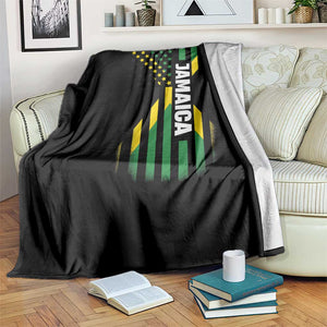 Jamaican American Flag Throw Blanket Distressed Jamaica America Usa Flag TS10 Print Your Wear