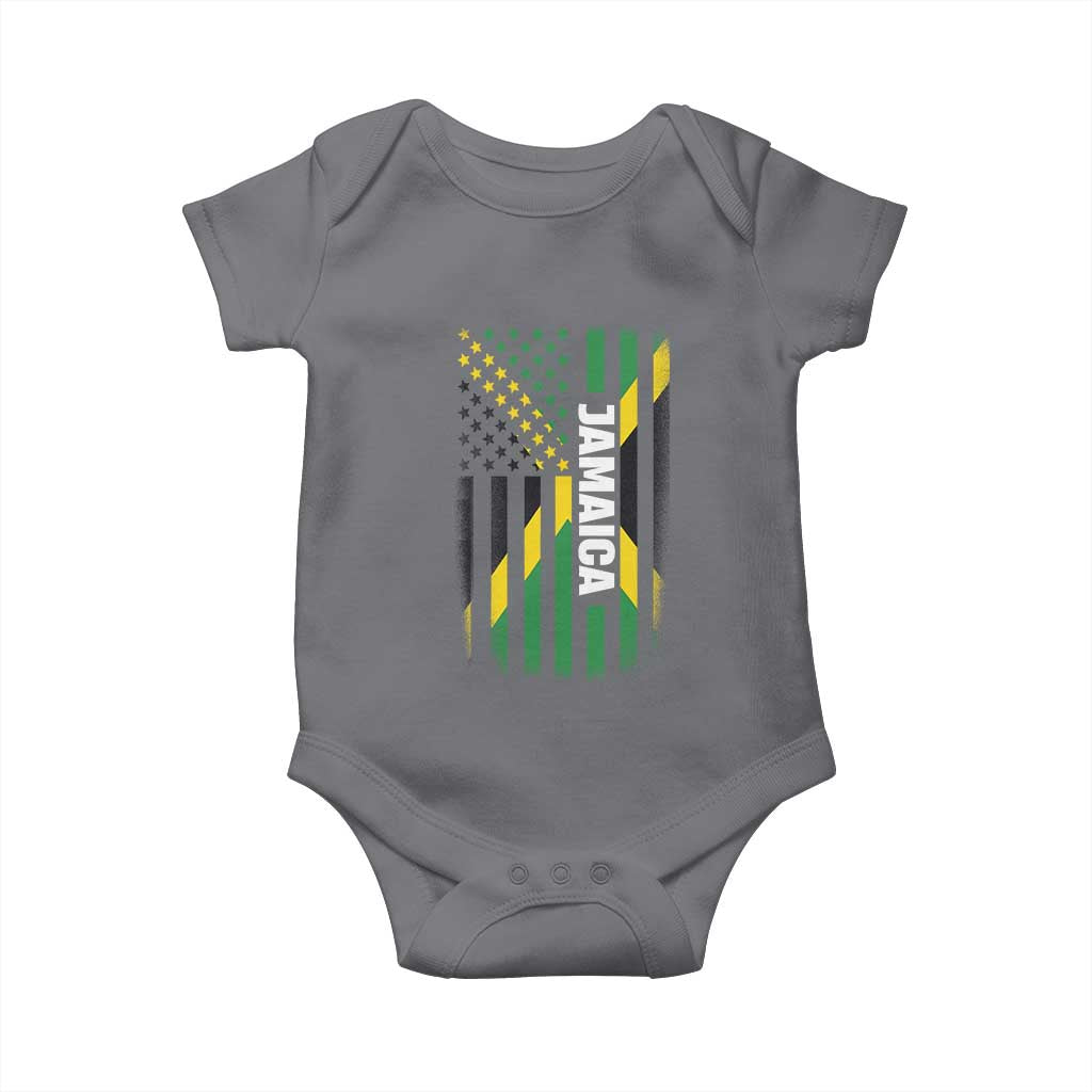 Jamaican American Flag Baby Onesie Distressed Jamaica America Usa Flag TS10 Charcoal Print Your Wear