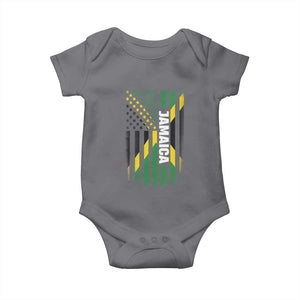 Jamaican American Flag Baby Onesie Distressed Jamaica America Usa Flag TS10 Charcoal Print Your Wear