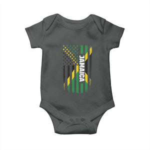 Jamaican American Flag Baby Onesie Distressed Jamaica America Usa Flag TS10 Dark Heather Print Your Wear