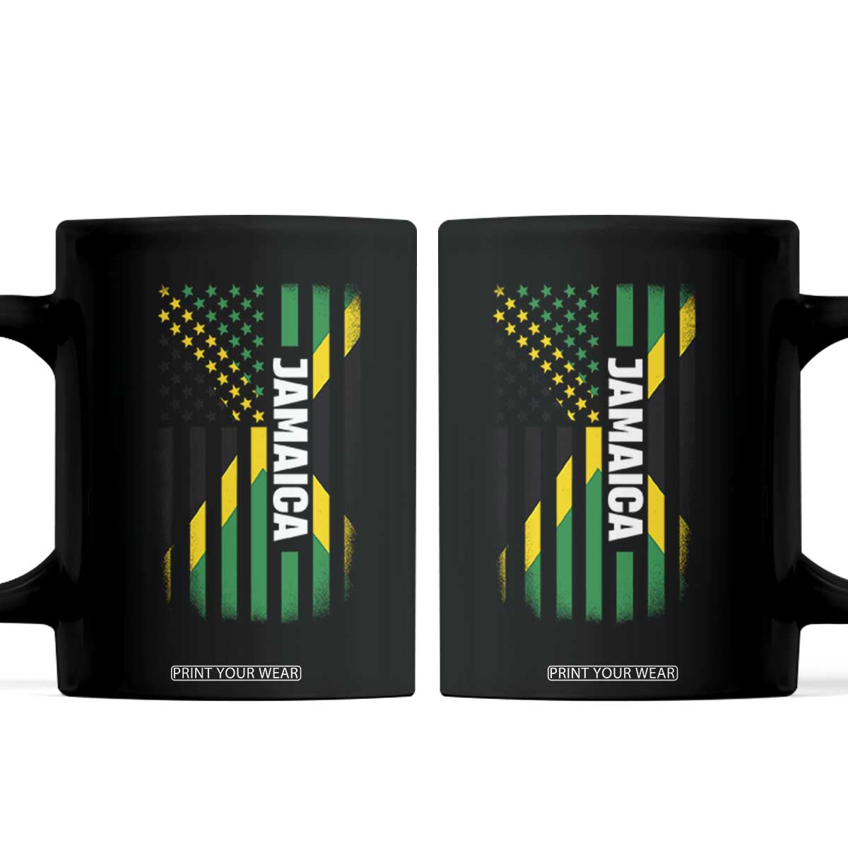 Jamaican American Flag Coffee Mug Distressed Jamaica America Usa Flag TS10 Black Print Your Wear