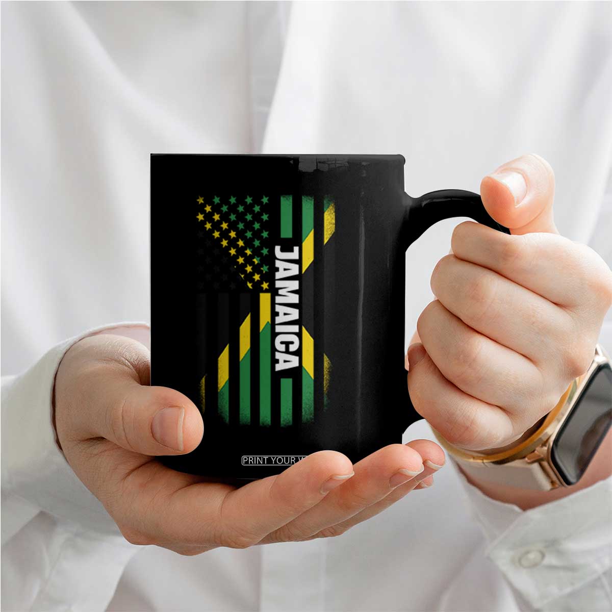 Jamaican American Flag Coffee Mug Distressed Jamaica America Usa Flag TS10 Print Your Wear