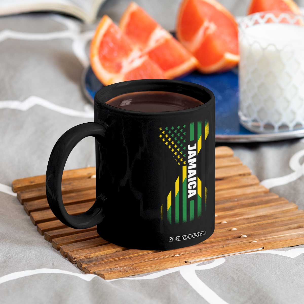 Jamaican American Flag Coffee Mug Distressed Jamaica America Usa Flag TS10 Print Your Wear