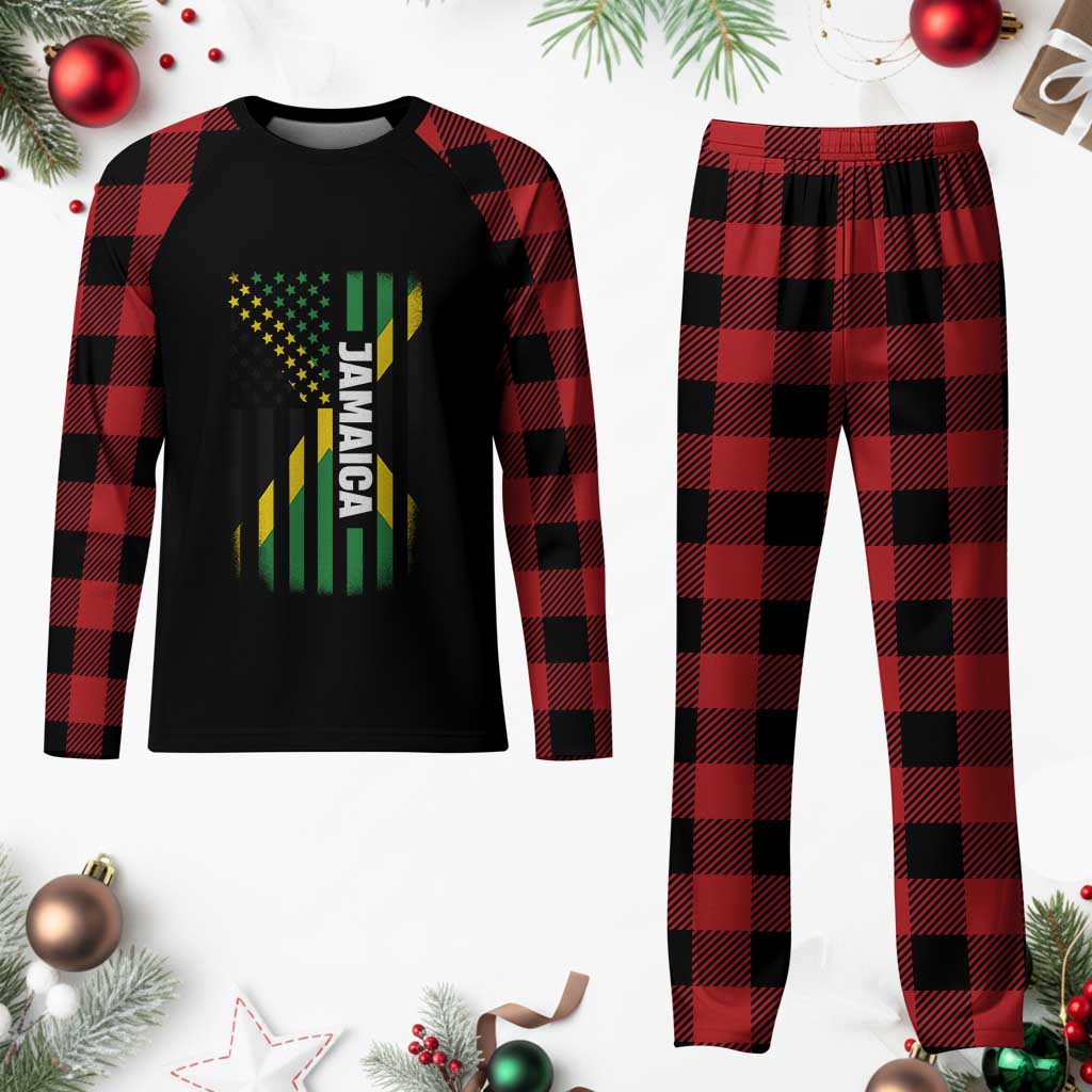 Jamaican American Flag Plaid Pajama Set Distressed Jamaica America Usa Flag TS10 Buffalo Plaid Print Your Wear