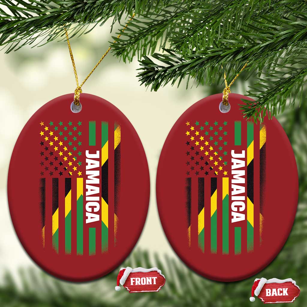 Jamaican American Flag Christmas Ornament Distressed Jamaica America Usa Flag TS10 Oval Red Print Your Wear