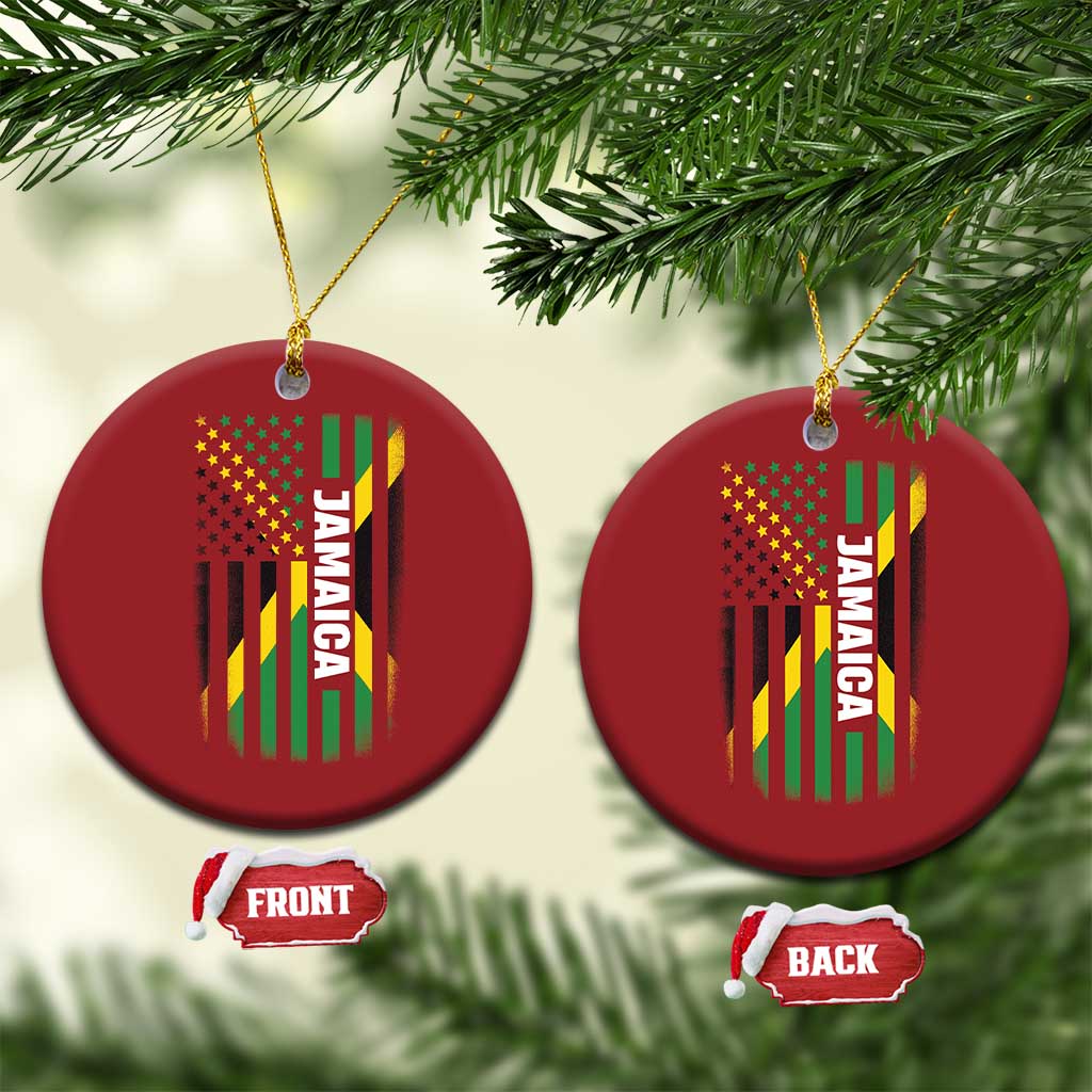 Jamaican American Flag Christmas Ornament Distressed Jamaica America Usa Flag TS10 Circle Red Print Your Wear