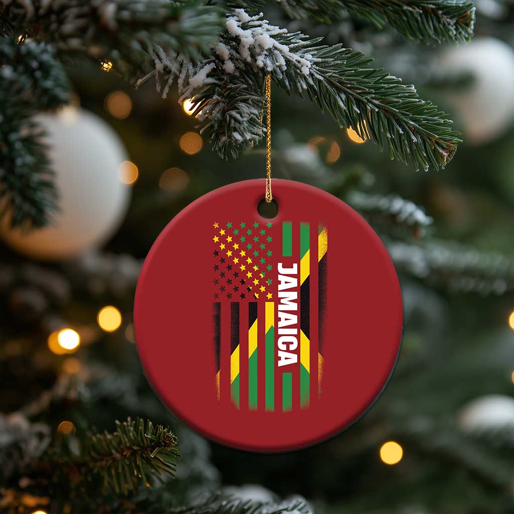 Jamaican American Flag Christmas Ornament Distressed Jamaica America Usa Flag TS10 Print Your Wear