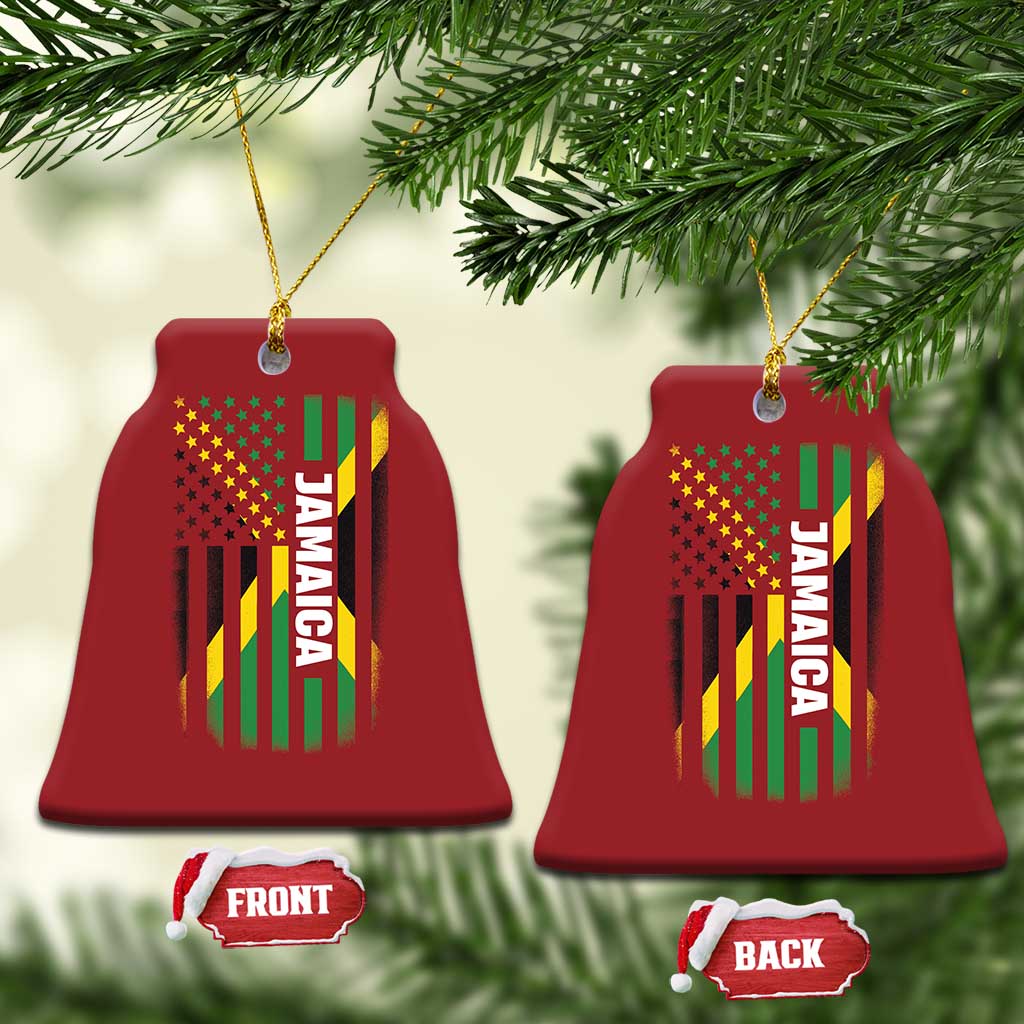 Jamaican American Flag Christmas Ornament Distressed Jamaica America Usa Flag TS10 Bell Flake Red Print Your Wear