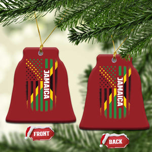 Jamaican American Flag Christmas Ornament Distressed Jamaica America Usa Flag TS10 Bell Flake Red Print Your Wear