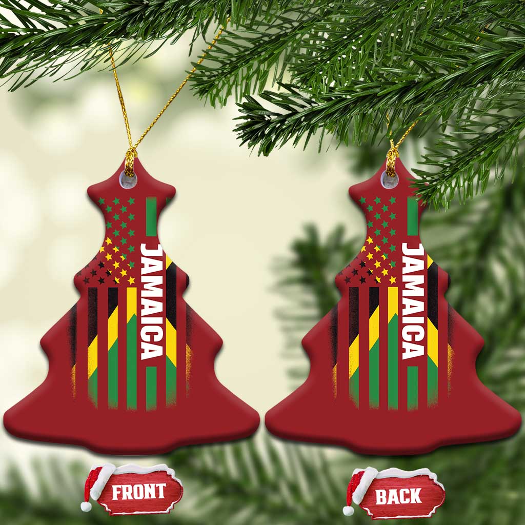 Jamaican American Flag Christmas Ornament Distressed Jamaica America Usa Flag TS10 Christmas Tree Red Print Your Wear