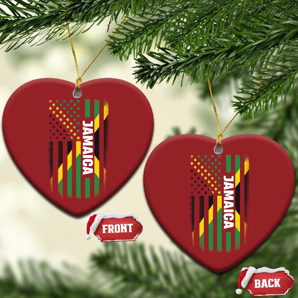 Jamaican American Flag Christmas Ornament Distressed Jamaica America Usa Flag TS10 Heart Red Print Your Wear