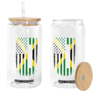 Jamaican American Flag Glass Can Distressed Jamaica America Usa Flag TS10 Print Your Wear