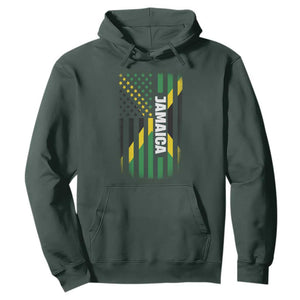 Jamaican American Flag Hoodie Distressed Jamaica America Usa Flag TS10 Dark Forest Green Print Your Wear