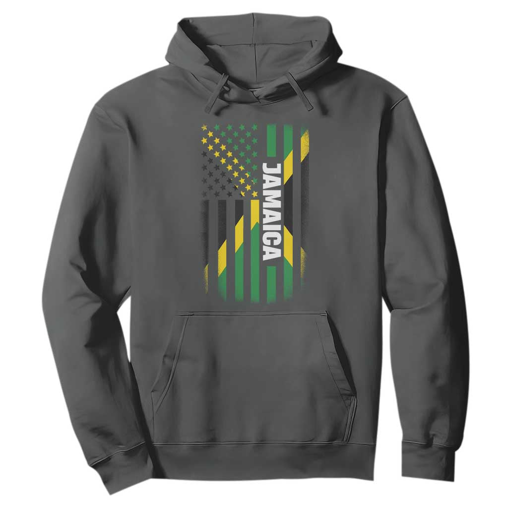 Jamaican American Flag Hoodie Distressed Jamaica America Usa Flag TS10 Dark Heather Print Your Wear