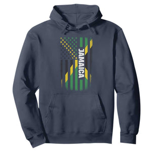 Jamaican American Flag Hoodie Distressed Jamaica America Usa Flag TS10 Navy Print Your Wear