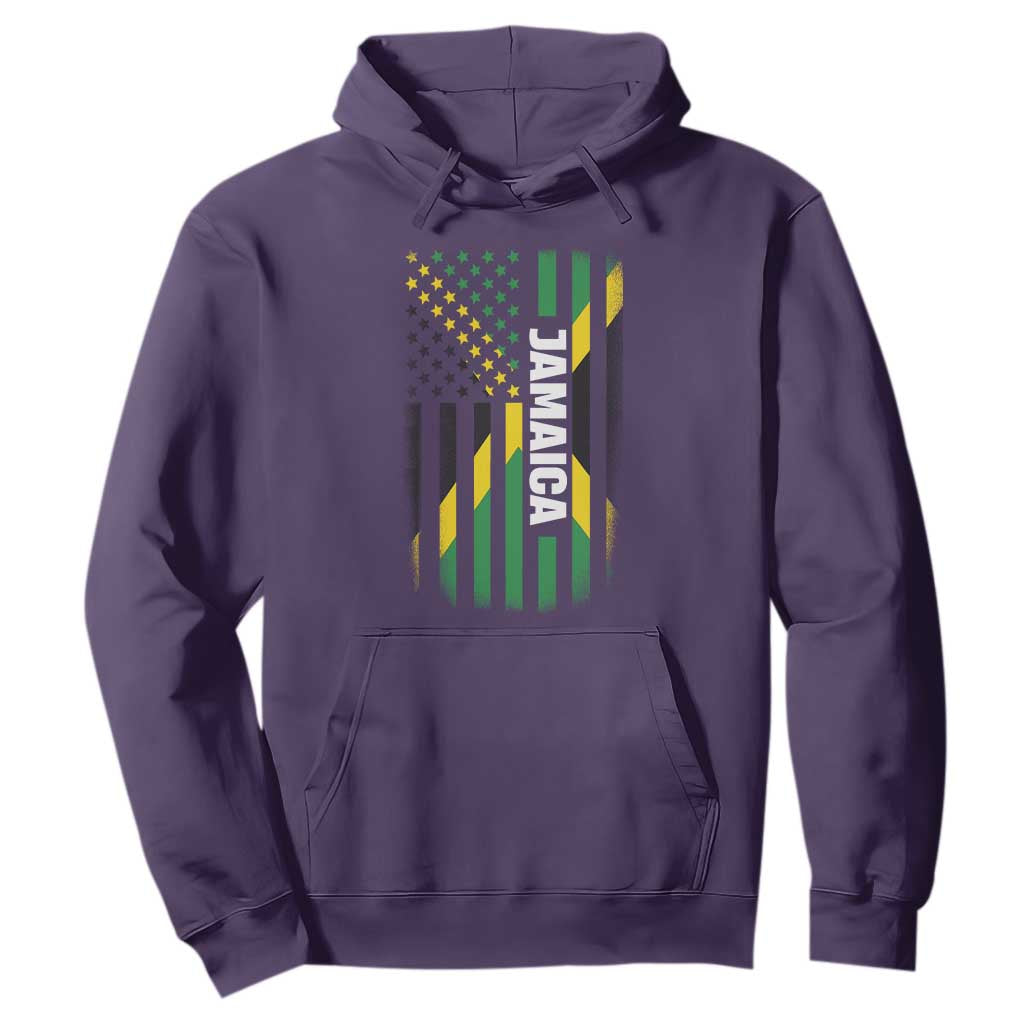 Jamaican American Flag Hoodie Distressed Jamaica America Usa Flag TS10 Purple Print Your Wear