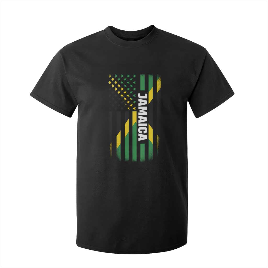 Jamaican American Flag T Shirt For Kid Distressed Jamaica America Usa Flag TS10 Black Print Your Wear