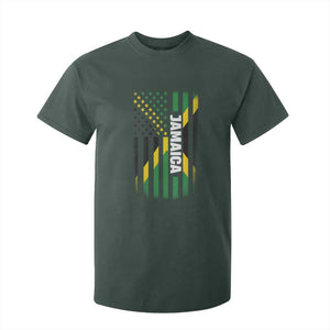 Jamaican American Flag T Shirt For Kid Distressed Jamaica America Usa Flag TS10 Dark Forest Green Print Your Wear