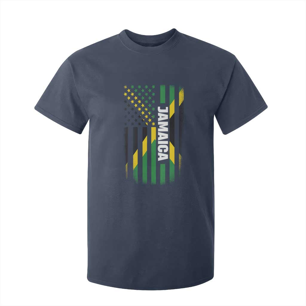 Jamaican American Flag T Shirt For Kid Distressed Jamaica America Usa Flag TS10 Navy Print Your Wear