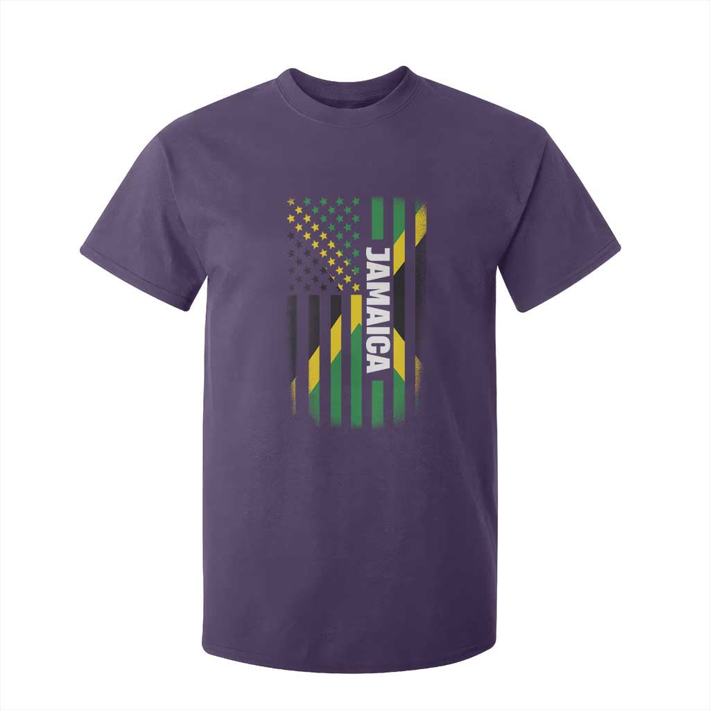 Jamaican American Flag T Shirt For Kid Distressed Jamaica America Usa Flag TS10 Purple Print Your Wear