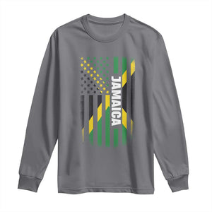 Jamaican American Flag Long Sleeve Shirt Distressed Jamaica America Usa Flag TS10 Charcoal Print Your Wear