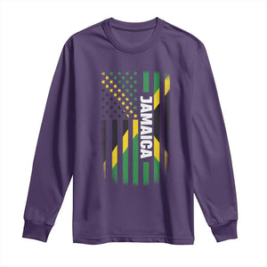 Jamaican American Flag Long Sleeve Shirt Distressed Jamaica America Usa Flag TS10 Purple Print Your Wear