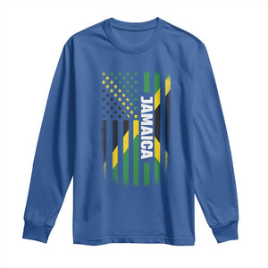 Jamaican American Flag Long Sleeve Shirt Distressed Jamaica America Usa Flag TS10 Royal Blue Print Your Wear