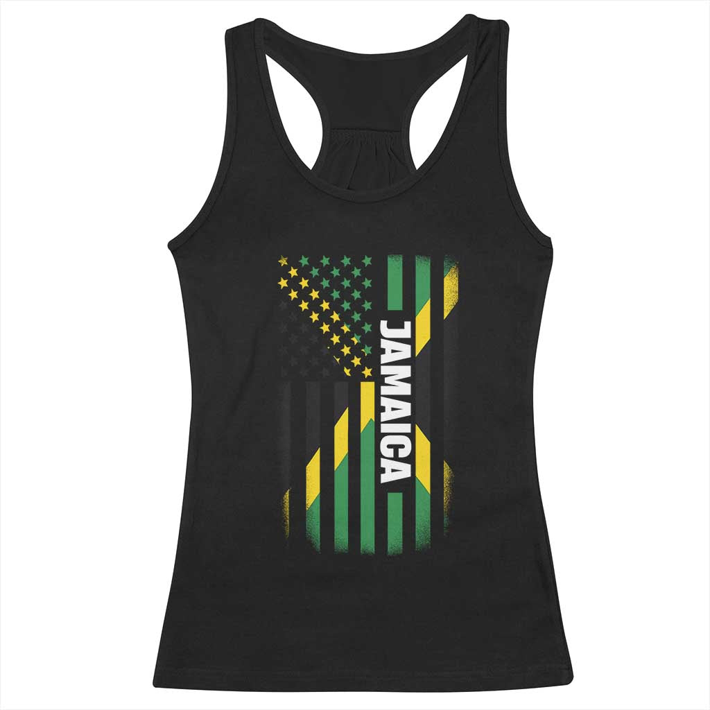 Jamaican American Flag Racerback Tank Top Distressed Jamaica America Usa Flag TS10 Black Print Your Wear