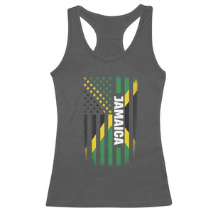 Jamaican American Flag Racerback Tank Top Distressed Jamaica America Usa Flag TS10 Dark Heather Print Your Wear
