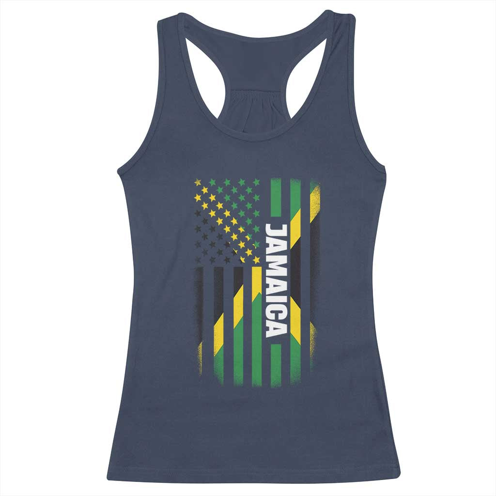 Jamaican American Flag Racerback Tank Top Distressed Jamaica America Usa Flag TS10 Navy Print Your Wear