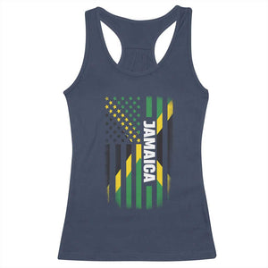 Jamaican American Flag Racerback Tank Top Distressed Jamaica America Usa Flag TS10 Navy Print Your Wear