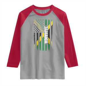 Jamaican American Flag Raglan Shirt Distressed Jamaica America Usa Flag TS10 Sport Gray Red Print Your Wear