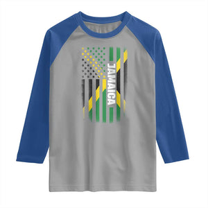 Jamaican American Flag Raglan Shirt Distressed Jamaica America Usa Flag TS10 Sport Gray Royal Print Your Wear